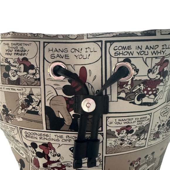 Unisex Kate Spade Black and Tan Comic Print Disney Minnie Mickey Mini Backpack - Picture 3 of 5